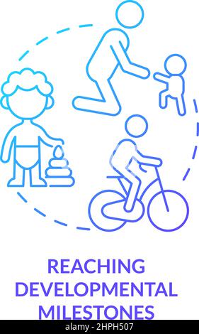 Reaching developmental milestones blue gradient concept icon Stock Vector