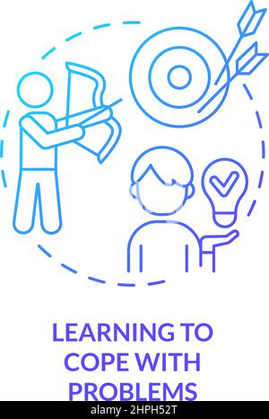 Learning to cope with problems blue gradient concept icon Stock Vector