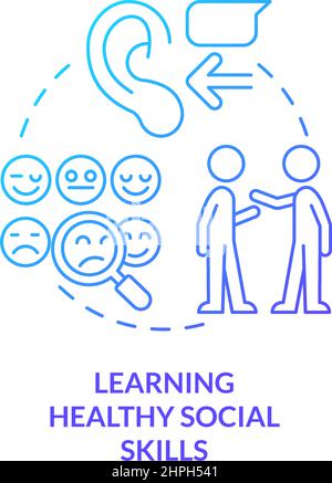 Learning healthy social skills blue gradient concept icon Stock Vector