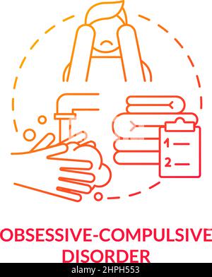 Obsessive-compulsive disorder red gradient concept icon Stock Vector