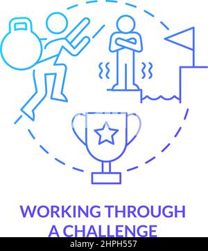 Working through challenge blue gradient concept icon Stock Vector