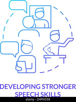 Developing stronger speech skills blue gradient concept icon Stock Vector