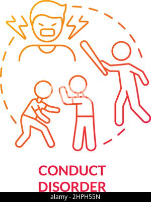 Conduct disorder red gradient concept icon Stock Vector