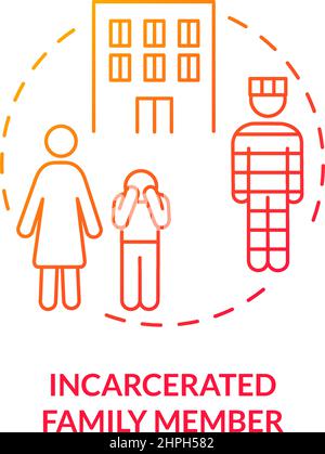 Incarcerated family member red gradient concept icon Stock Vector