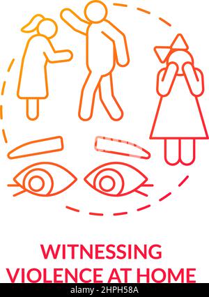 Witnessing violence at home red gradient concept icon Stock Vector