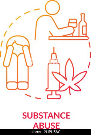 Substance abuse red gradient concept icon Stock Vector