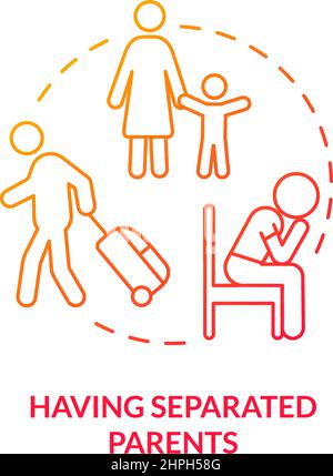 Having separated parents red gradient concept icon Stock Vector