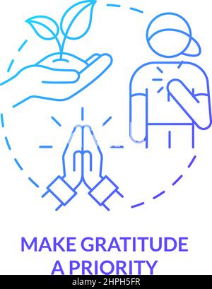 Make gratitude as priority blue gradient concept icon Stock Vector