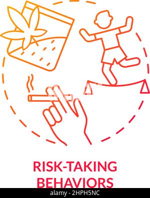 Risk-taking behaviors red gradient concept icon Stock Vector