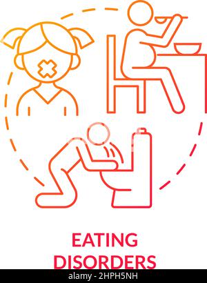 Eating disorders red gradient concept icon Stock Vector