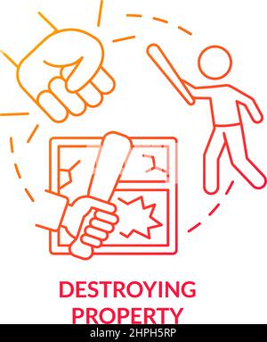 Destroying property red gradient concept icon Stock Vector