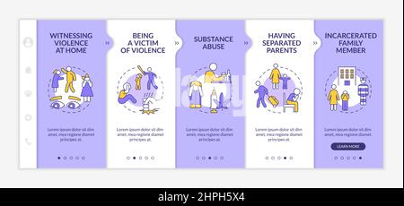 Survivors of childhood trauma purple and white onboarding template Stock Vector