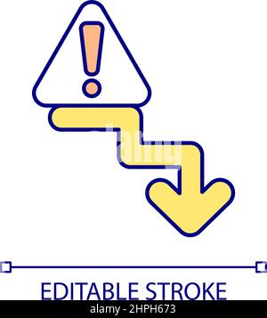 Awareness of productivity falling RGB color icon Stock Vector