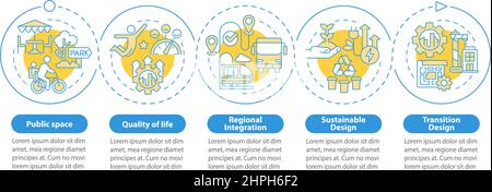 Principles of urban design blue circle infographic template Stock Vector