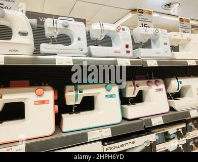 Sewing machines in department store. Stock Photo