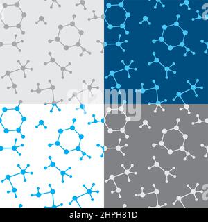 seamless texture with molecules - vector set Stock Vector