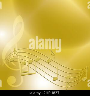golden music background with notes - vector Stock Vector
