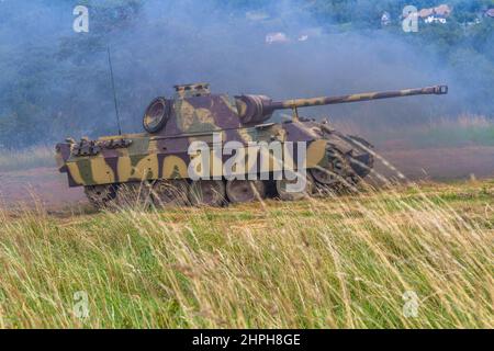 German tank PzKpfw 171 Panther from WW II during historical reenactment. Poland Stock Photo
