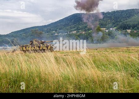 German tank PzKpfw 171 Panther from WW II during historical reenactment. Poland Stock Photo