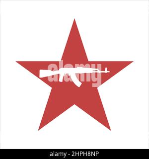 AK47 icon. Kalashnikov machine gun black silhouette. Vector illustration Stock Vector