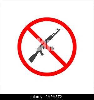 no guns sign with automatic rifle. Stock Vector