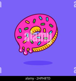 Doughnut melted icon. Donut with pink icing Stock Vector
