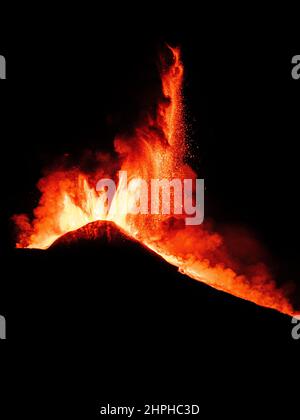 I took this photo on 23-02-2021 during an excursion. This was the wildest eruption that I ever seen and this is my favourite photo! Stock Photo