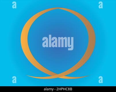 A vector graphic of a yellow object against a blue background, resulting from the transformation of a circle. It is a visualization of the Greek lette Stock Vector