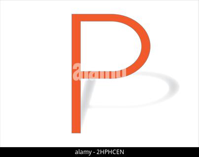 Digitally generated graphic showing a red P casting a shadow. Stock Vector