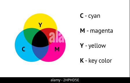 CMYK subtractive color model vector infographic for education Stock Vector