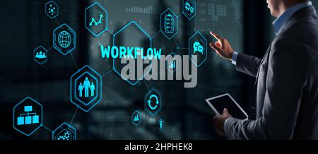 Workflow Repeatability Systematization Buisness Process. Business Technology Internet. Stock Photo