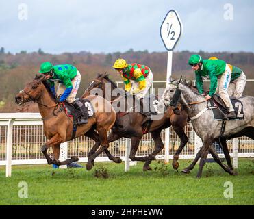 Ascot, Berkshire, UK. 19th February, 2022. Racegoers attending the ...