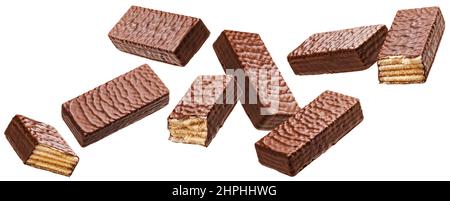 Waffle chocolate bars isolated on white background  Stock Photo