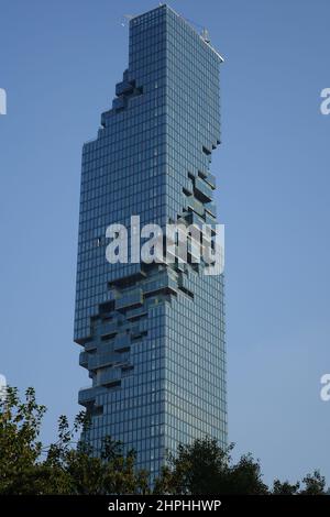 King Power Mahanakhon (MahaNakhon) skyscraper with its characteristical cubic spiral cut (vertical image) Stock Photo