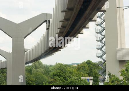 DUESSELDORF, NRW, GERMANY - JUNE 18, 2019: Sky-Train funicular in airport. Copy space for text. Close-up. Stock Photo