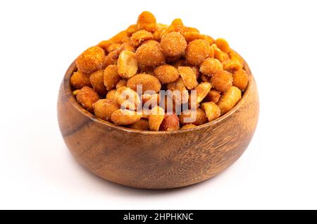 Honey Roasted Peanuts on a White Background Stock Photo