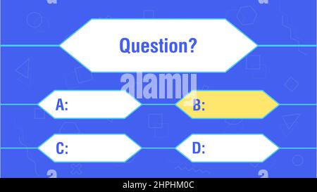 Question and answers vector template for quiz game, exam, tv show, school, examination test. Intellectual game question background. Vector Stock Vector