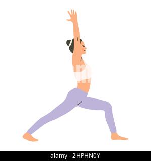 Yoga warrior pose hand drawn illustration Stock Vector