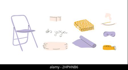 Yoga props hand drawn style illustration Stock Vector