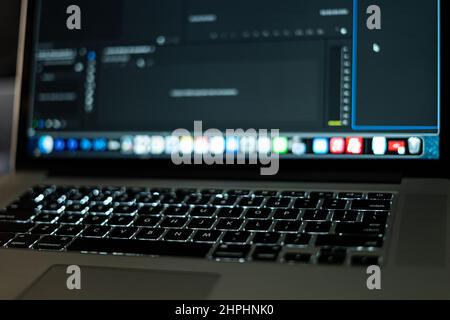 computer screen editing photos and videos Stock Photo