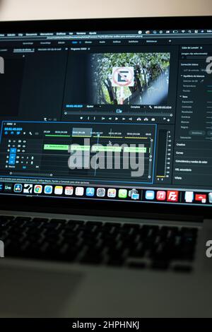 computer screen editing photos and videos Stock Photo