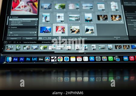 computer screen editing photos and videos Stock Photo