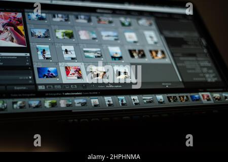 computer screen editing photos and videos Stock Photo