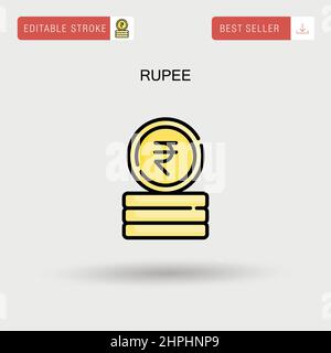 Rupee Simple vector icon. Stock Vector