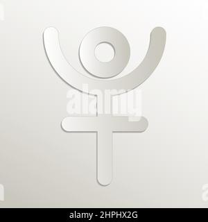 Pluto bident symbol monogram, planets symbols icon, card paper 3D natural vector Stock Vector