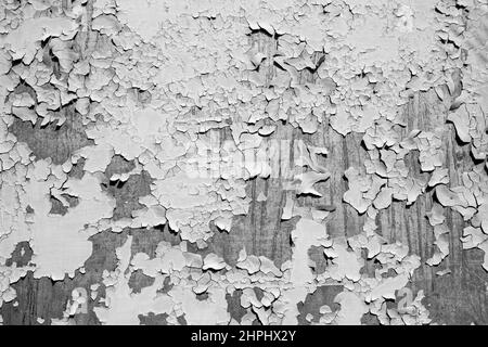 Old cracked paint background. Grunge contrast black and white texture template for overlay artwork. Stock Photo