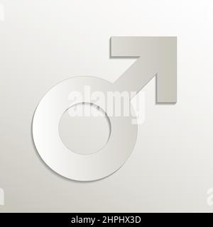 Mars symbol, planets symbols icon, card paper 3D natural vector Stock Vector