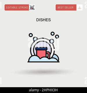 Dishes Simple vector icon. Stock Vector