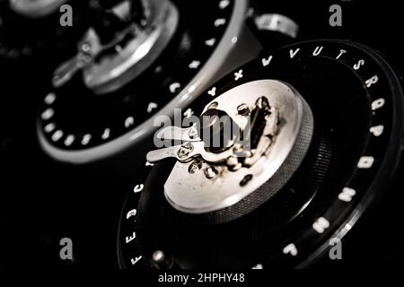 Dials from a World War 2 'Bombe' checking machine used to crack the German 'Enigma' codes Stock Photo