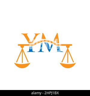 Law Firm Letter YM Logo Design. Lawyer, Law Attorney Lawyer Service, Law Office, Scale. Law Firm Logo On Letter YM Vector Sign Stock Vector